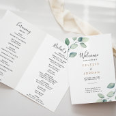 Klassieke formale groene bladeren gevouwen bruilof programma