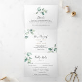 Klassieke formale groene bladeren met drievoudig h drieluik uitnodiging (Binnen)