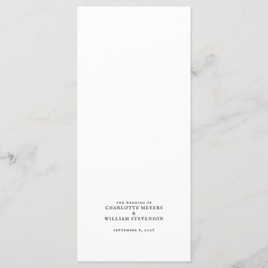 Klassieke formale zwarte witte bruiloft menu (Achterkant)