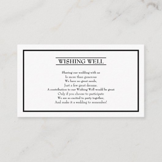 Klassieke formele bruiloft - nuttige welomsluiting informatiekaartje (Voorkant)