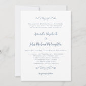 Klassieke formele e-legant usty Blue Script Wedden Kaart (Voorkant)