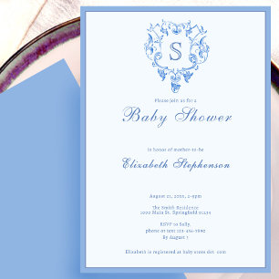 Klassieke formele eerste blauwe babyshower uitnodi kaart