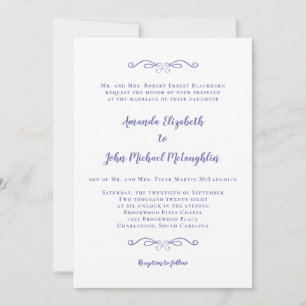 Klassieke Formele Elegante Blauwe Chic Bruiloft Kaart