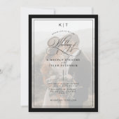 Klassieke formele elegante foto overlay bruiloft kaart (Voorkant)