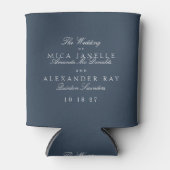 Klassieke Formele Elegante Marine Blauwe Huwelijks Blikjeskoeler (Voorkant)