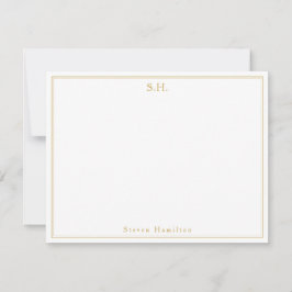 Klassieke formele Faux Gold Monogram Name Minimali Notitiekaartje