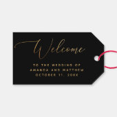 Klassieke Formele Goud & Zwart Script Wedding Welk Cadeaulabel (Voorkant (Horizontaal))