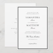 Klassieke formele grensminimalistische bruiloft kaart (Voorkant / Achterkant)