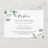 Klassieke formele groene bladeren die weddenschapp informatiekaartje (Voorkant)