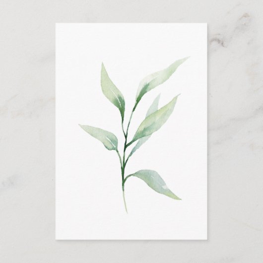 Klassieke formele groene bladeren die weddenschapp informatiekaartje (Achterkant)