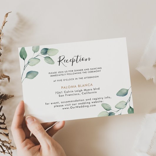 Klassieke formele groene bladeren die weddenschapp informatiekaartje