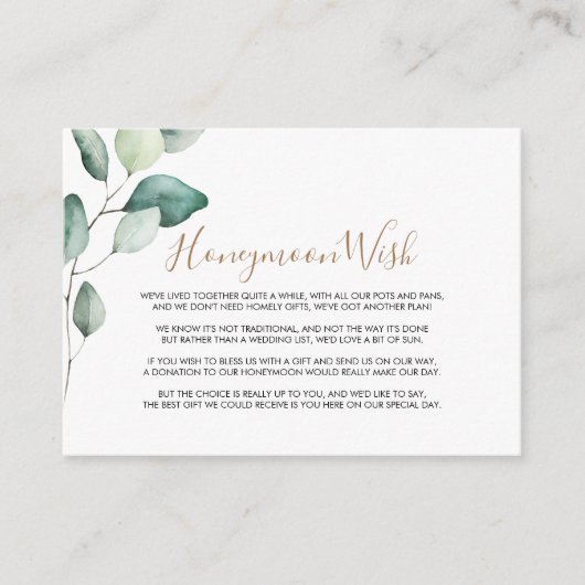 Klassieke formele groene bladeren huwelijksreis we informatiekaartje (Voorkant)