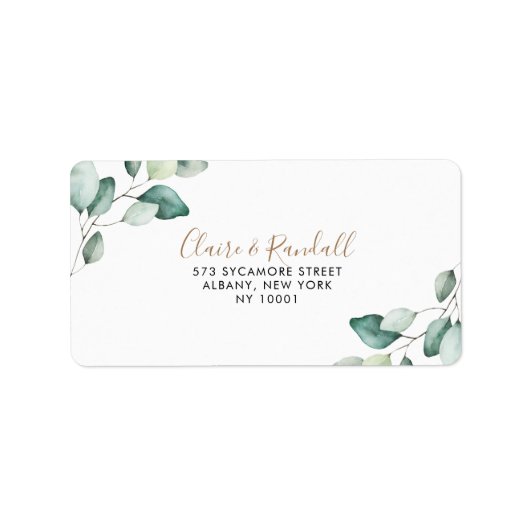 Klassieke formele groene bladeren RSVP-adres Etiket (Voorkant)
