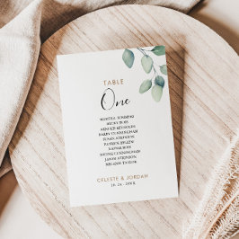 Klassieke formele groene tabel nummer 1-zittingsgr kaart