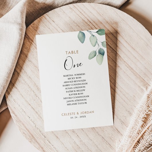 Klassieke formele groene tabel nummer 1-zittingsgr kaart