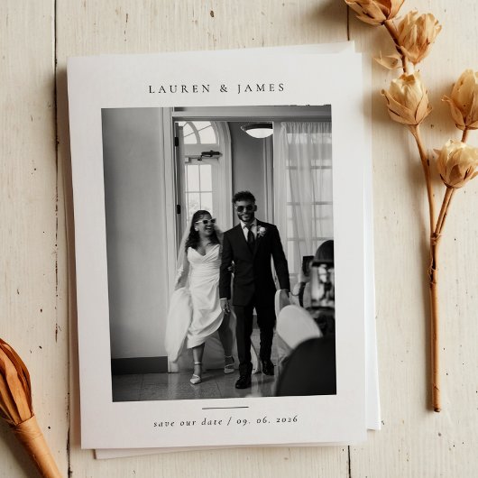 Klassieke formele huwelijksfotosticker Uitnodiging