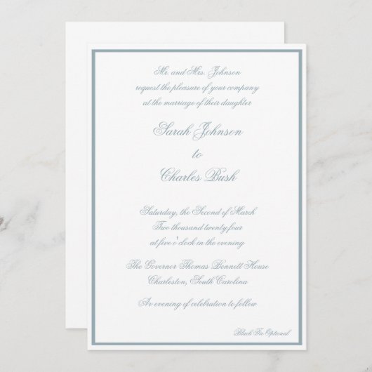 Klassieke formele huwelijksuitnodiging - Coastal B Kaart (Voorkant / Achterkant)