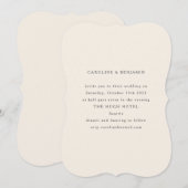 Klassieke, formele Ivory Ecru unieke vorm van huwe Kaart (Voorkant / Achterkant)