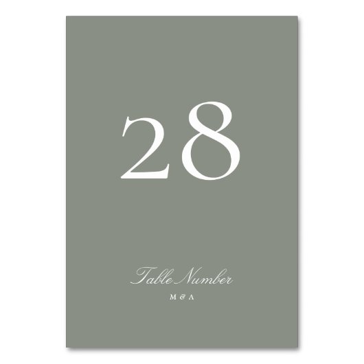 Klassieke Formele Kalligrafie Grijs Groen Huwelijk Kaart (Achterkant)