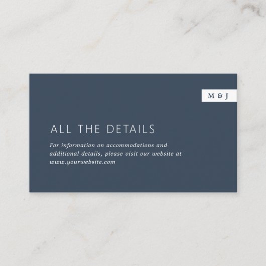 Klassieke Formele Marine Blauw Monogram Bruiloft D Informatiekaartje (Voorkant)