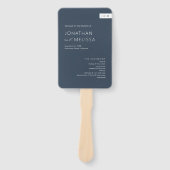 Klassieke Formele Marine Blauw Monogram Huwelijksp Handwaaier (Voorkant)