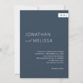 Klassieke Formele Marine Blauw Monogram Script Bru Kaart (Voorkant)