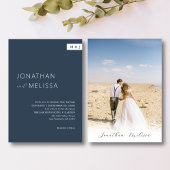 Klassieke Formele Marine Blauw Monogram Script Bru Kaart