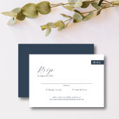 Klassieke Formele Marine Blauw Monogram Script Bru RSVP Kaartje