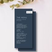 Klassieke Formele Marine Blauw & Wit Monogram Brui Menu