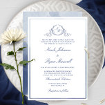 Klassieke formele marinemonogram Waterverf bruilof Kaart<br><div class="desc">Liefste familie en gasten met deze elegante marineblauwe bruiloft-uitnodiging met een delicaat, met de hand getekend botanisch monogram, gepersonaliseerd met stelletjes initialen en fijn blauw waterverf lijst vooraan, terwijl achteraan met mooie waterverf was in jachthavens en blauwe tinten. Handgeschreven kalligrafie. Eenvoudig, stijlvol en stijlvol design. Elegant ontwerp met oudernamen. Ook...</div>