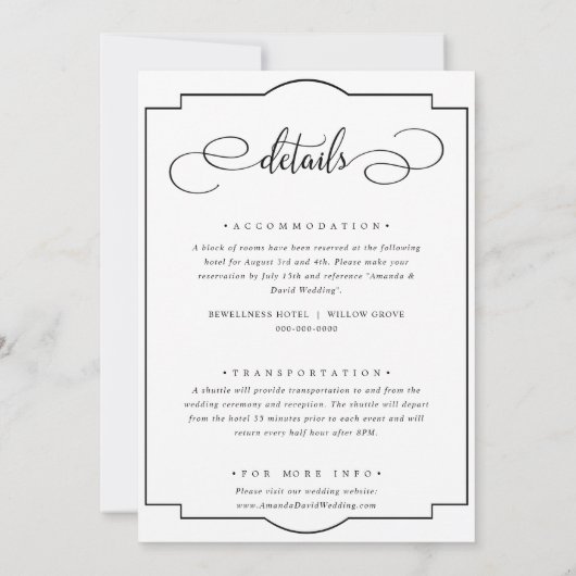 Klassieke formele minimalist legant de bruiloft va kaart (Achterkant)