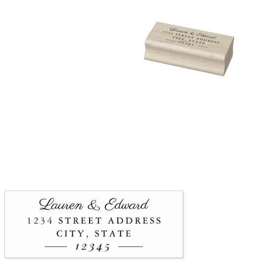 Klassieke formele paar namen bruiloft-adres rubberstempel (Gestempeld)