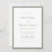 Klassieke formele Sage Green Border & Script Weddi Kaart (Voorkant)