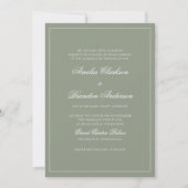 Klassieke formele Sage Green Border Script Wedding Kaart (Voorkant)