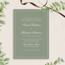 Klassieke formele Sage Green Border Script Wedding
