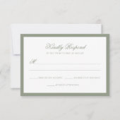 Klassieke formele Sage Green Border Script Wedding RSVP Kaartje (Voorkant)