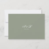 Klassieke formele Sage Green Border Script Wedding RSVP Kaartje (Achterkant)