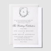 Klassieke formele traditionele monogram bruiloft vellum uitnodigingen (Offset)