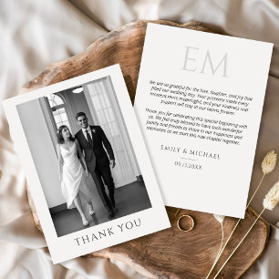 Klassieke Formele Trouwfoto Monogram Bedankt