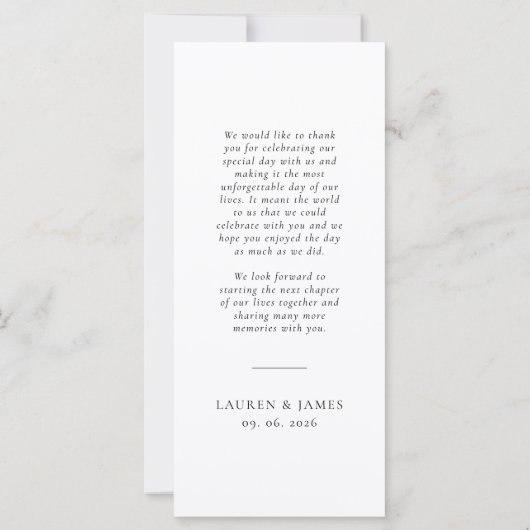 Klassieke formele trouwfoto strook bedankkaart (Achterkant)