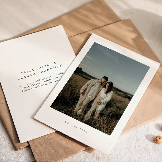 Klassieke formele trouwfoto uitnodiging