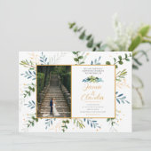 Klassieke formele trouwuitnodigingen eucalyptus kaart (Staand voorkant)