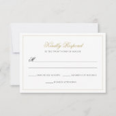 Klassieke Formele Zwart & Goud Border Script Weddi RSVP Kaartje (Voorkant)
