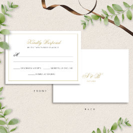 Klassieke Formele Zwart & Goud Border Script Weddi RSVP Kaartje