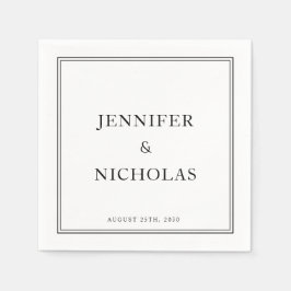 Klassieke formele zwart-wit bruiloft servet