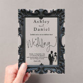Klassieke formele zwart-wit delicate bruiloft acryl uitnodigingen (Insitu (Draagbaar))