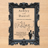 Klassieke formele zwart-wit delicate bruiloft acryl uitnodigingen (Voorkant)