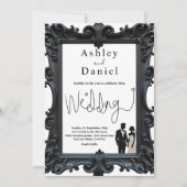 Klassieke formele zwart-wit delicate bruiloft kaart (Voorkant)