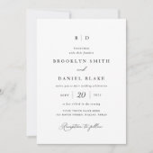 Klassieke formele zwart-wit monogram bruiloft kaart (Voorkant)