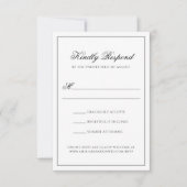 Klassieke Formele Zwart & Wit Monogram Bruiloft RSVP Kaartje (Voorkant)